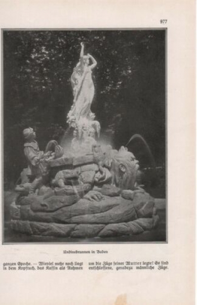 1927 - Undinebrunnen in Baden, alter Druck